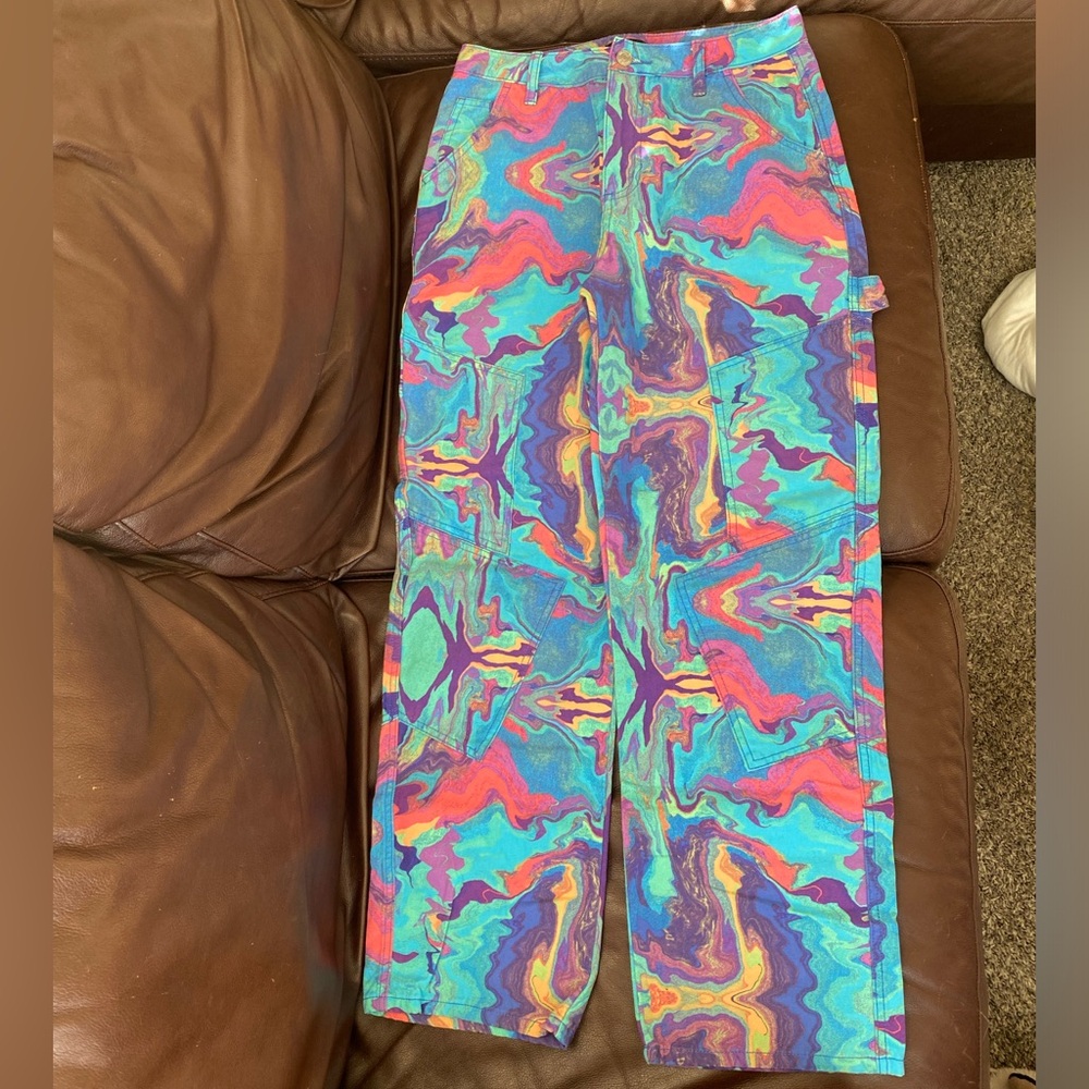 Forever 21 psychedelic print cargo pants